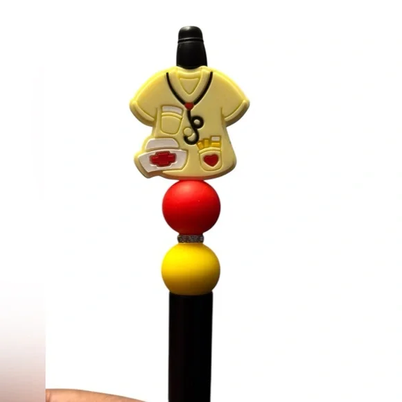 Custom Made Nurse Scrub Top Pen Topper - Yellow & Red - Picture 2 of 2